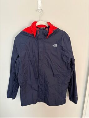 The North Face Men’s Navy Raincoat with Red Hood